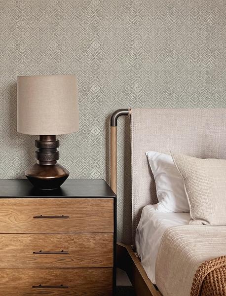 A Street Prints Gallivant Grey Woven Geometric Wallpaper
