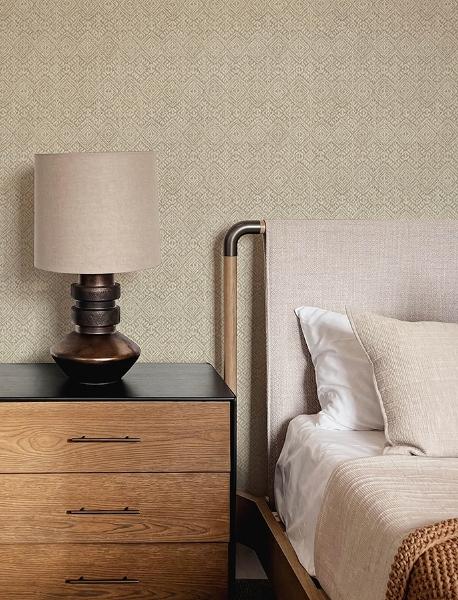 A Street Prints Gallivant Neutral Woven Geometric Wallpaper
