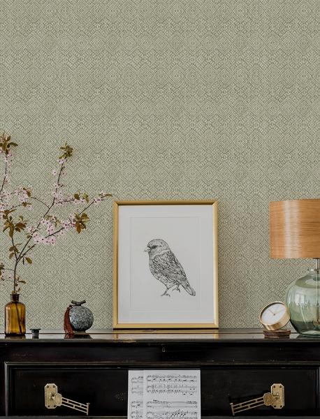 A Street Prints Gallivant Sage Woven Geometric Wallpaper