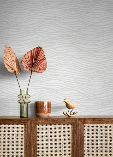A Street Prints Galyn White Pearlescent Wave Wallpaper