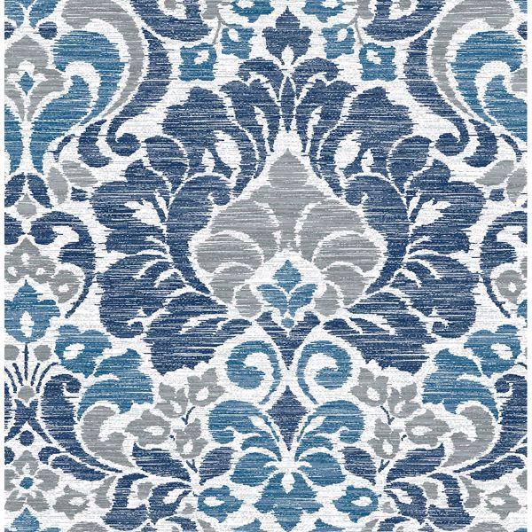 a street prints Garden of Eden Blue Damask Wallpaper