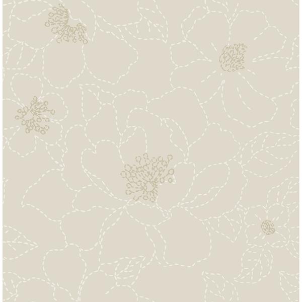 a street prints Gardena Light Grey Embroidered Floral Wallpaper