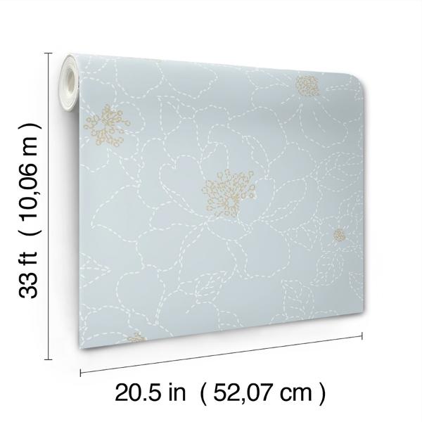 A Street Prints Gardena Sky Blue Embroidered Floral Wallpaper