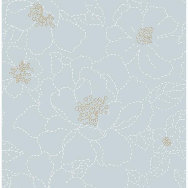 a street prints Gardena Sky Blue Embroidered Floral Wallpaper
