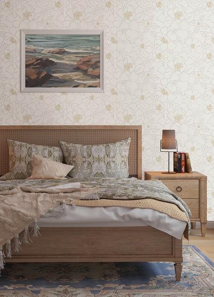 A Street Prints Gardena White Embroidered Floral Wallpaper
