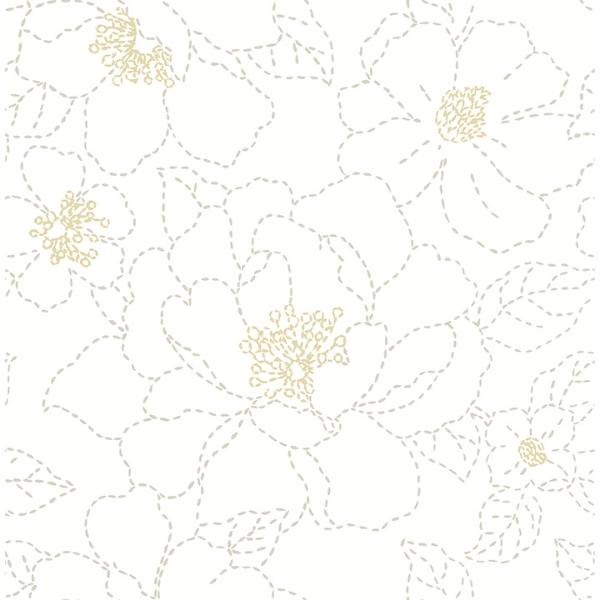 a street prints Gardena White Embroidered Floral Wallpaper