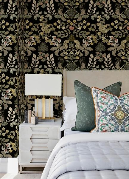 A Street Prints Getty Black Jungle Damask Wallpaper By Scott Living
