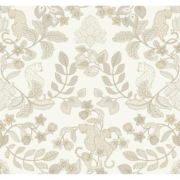a street prints Getty Cream Jungle Damask Wallpaper by Scott Living