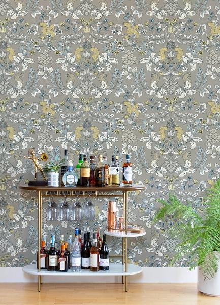 A Street Prints Getty Grey Jungle Damask Wallpaper By Scott Living