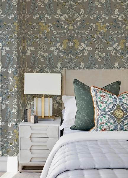 A Street Prints Getty Grey Jungle Damask Wallpaper By Scott Living