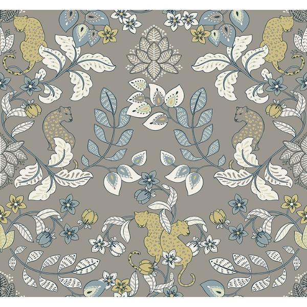 a street prints Getty Grey Jungle Damask Wallpaper by Scott Living