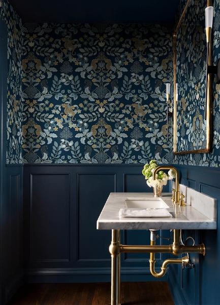 A Street Prints Getty Navy Jungle Damask Wallpaper By Scott Living
