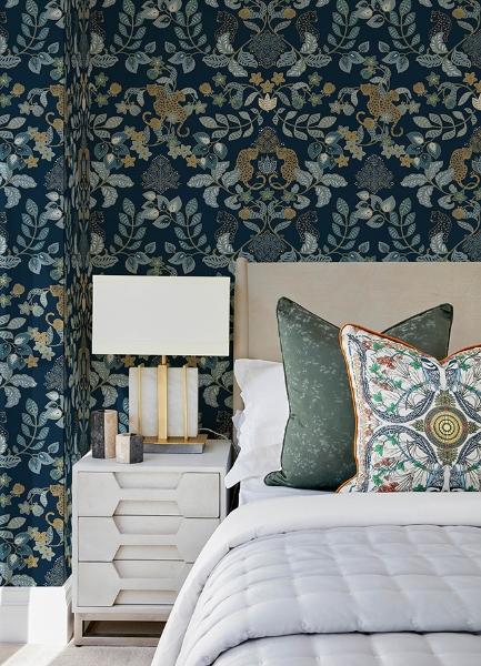 A Street Prints Getty Navy Jungle Damask Wallpaper By Scott Living