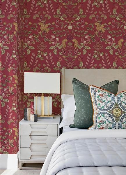 A Street Prints Getty Raspberry Jungle Damask Wallpaper By Scott Living