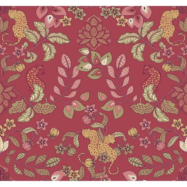 a street prints Getty Raspberry Jungle Damask Wallpaper by Scott Living