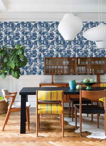 A Street Prints Giulietta Blue Painterly Geometric Wallpaper