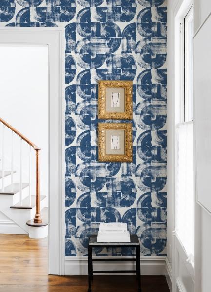 A Street Prints Giulietta Blue Painterly Geometric Wallpaper