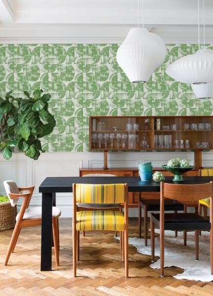 A Street Prints Giulietta Green Painterly Geometric Wallpaper