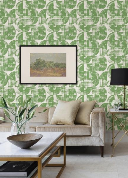 A Street Prints Giulietta Green Painterly Geometric Wallpaper