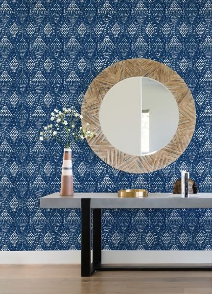 A Street Prints Grady Blue Dotted Geometric Wallpaper