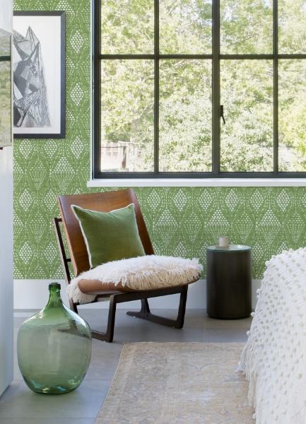 A Street Prints Grady Green Dotted Geometric Wallpaper