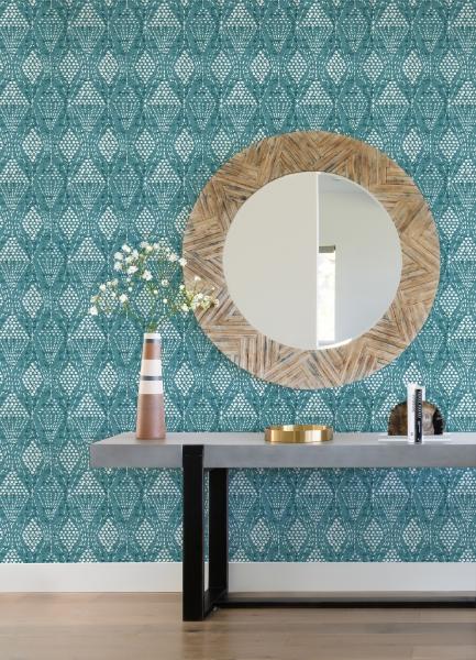 A Street Prints Grady Teal Dotted Geometric Wallpaper