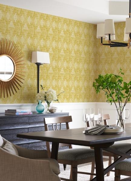 A Street Prints Grady Yellow Dotted Geometric Wallpaper