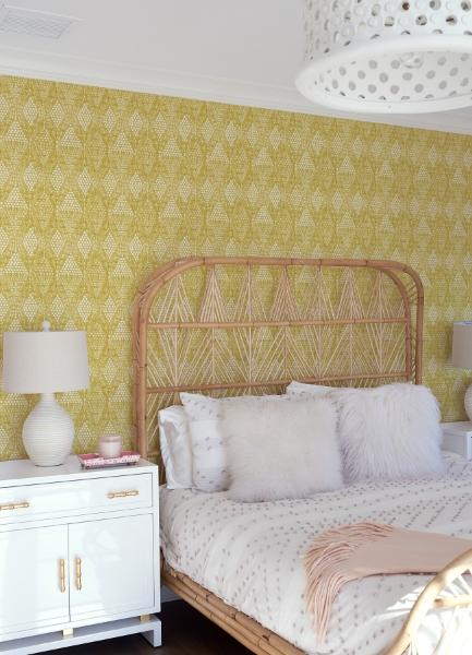 A Street Prints Grady Yellow Dotted Geometric Wallpaper