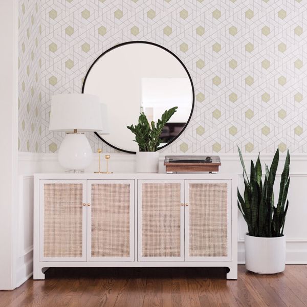 A Street Prints Granada Silver Geometric Wallpaper- Scott Living
