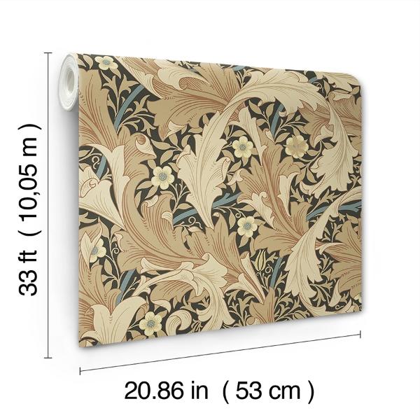 A Street Prints Granville Apricot Leafy Vine Wallpaper