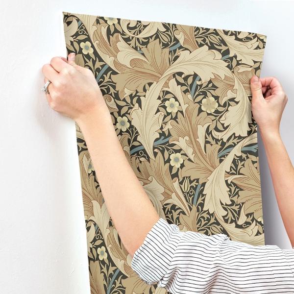 A Street Prints Granville Apricot Leafy Vine Wallpaper