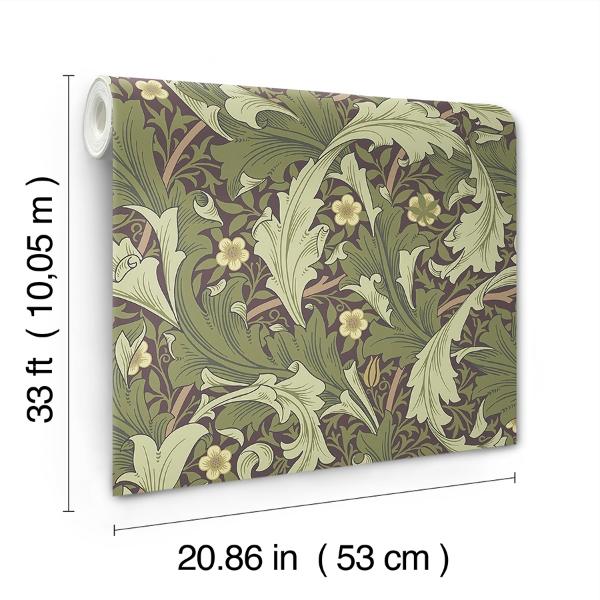 A Street Prints Granville Plum Leafy Vine Wallpaper