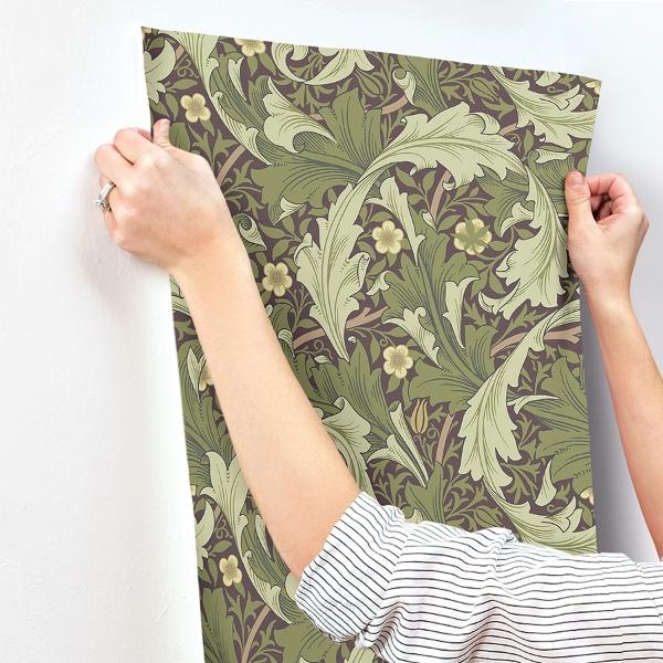A Street Prints Granville Plum Leafy Vine Wallpaper