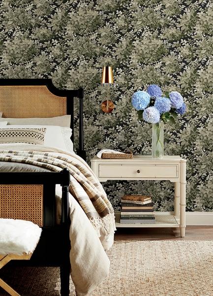 A Street Prints Greenwood Black Deciduous Wallpaper
