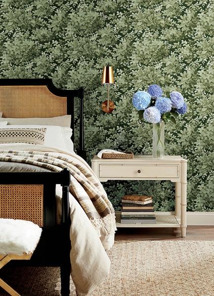 A Street Prints Greenwood Dark Green Deciduous Wallpaper