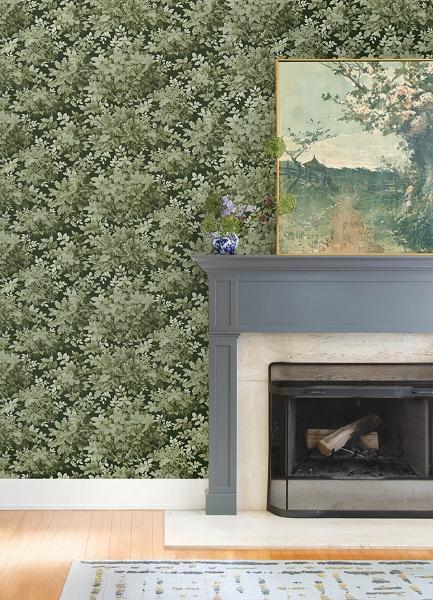 A Street Prints Greenwood Dark Green Deciduous Wallpaper