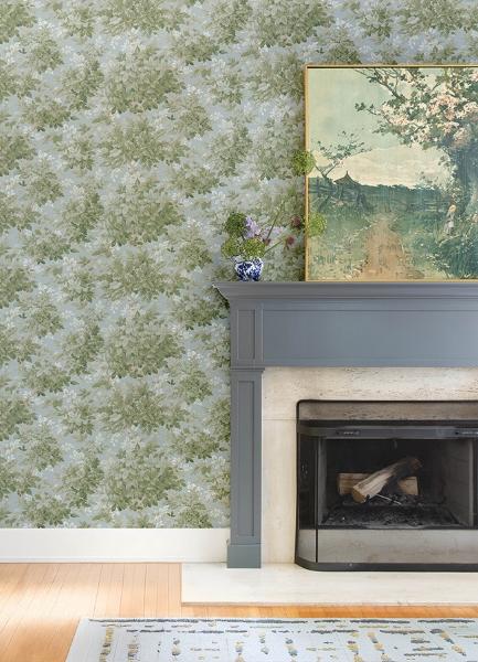 A Street Prints Greenwood Light Blue Deciduous Wallpaper