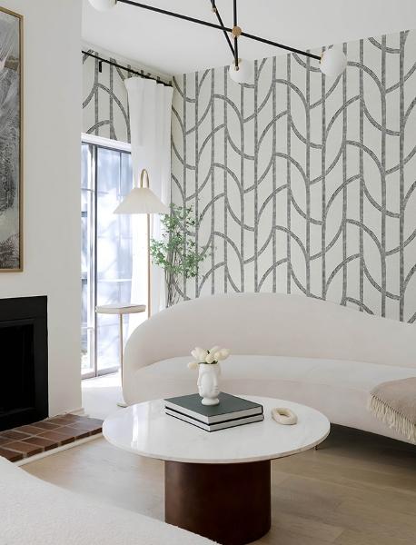 A Street Prints Harlow Black Curved Contours Wallpaper