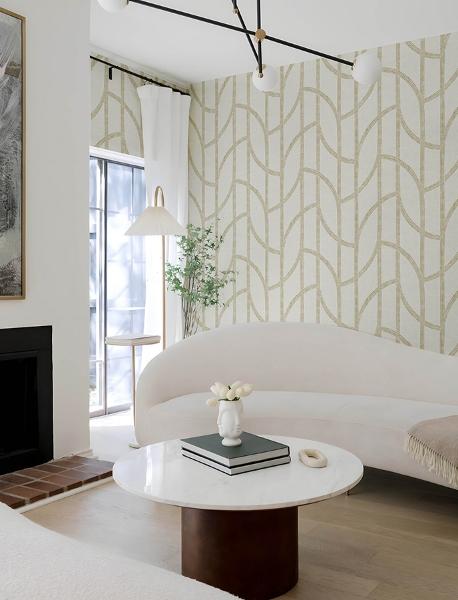 A Street Prints Harlow Gold Curved Contours Wallpaper