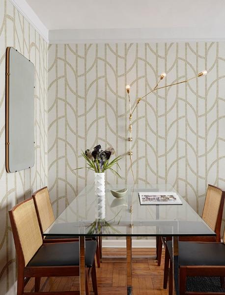 A Street Prints Harlow Gold Curved Contours Wallpaper