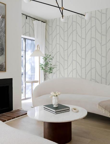 A Street Prints Harlow Silver Curved Contours Wallpaper