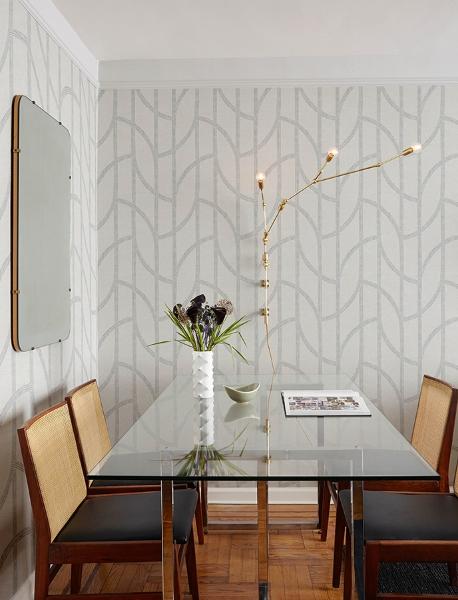 A Street Prints Harlow Silver Curved Contours Wallpaper