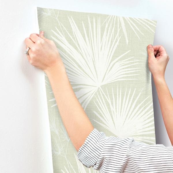 A Street Prints Hatteras Light Green Palms Wallpaper