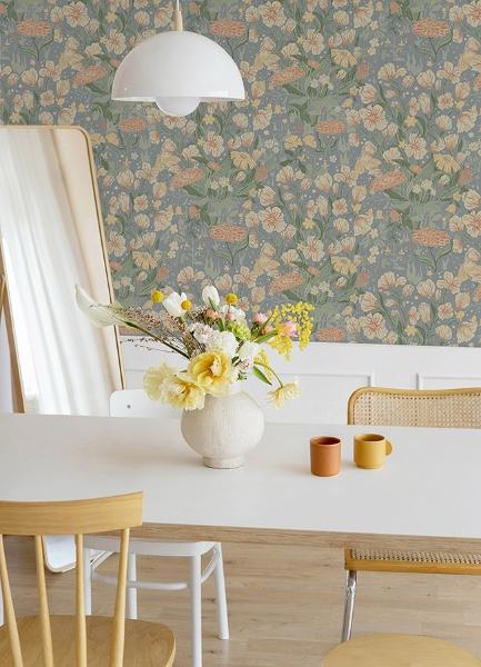 A Street Prints Hava Coral Meadow Flowers Wallpaper