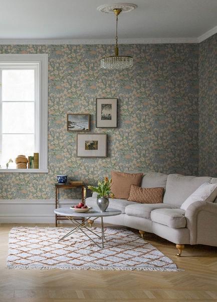 A Street Prints Hava Coral Meadow Flowers Wallpaper