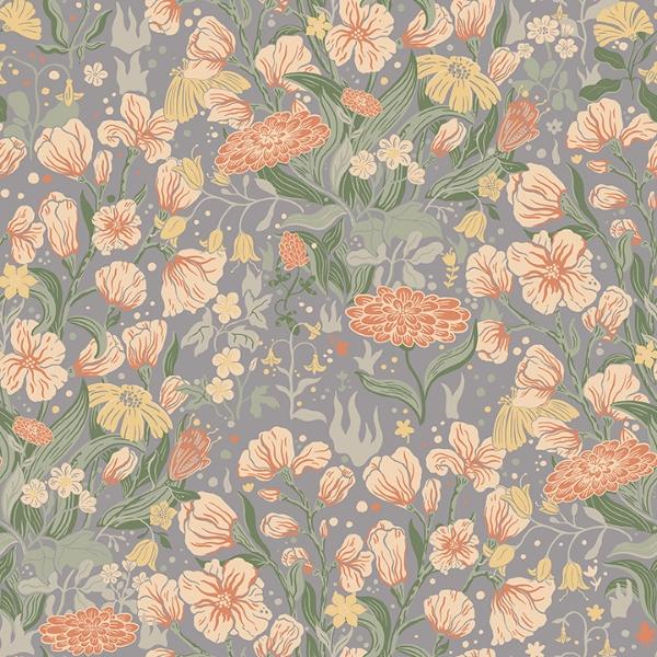 a street prints Hava Coral Meadow Flowers Wallpaper
