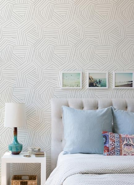 A Street Prints Helene Pewter Geometric Lines Wallpaper