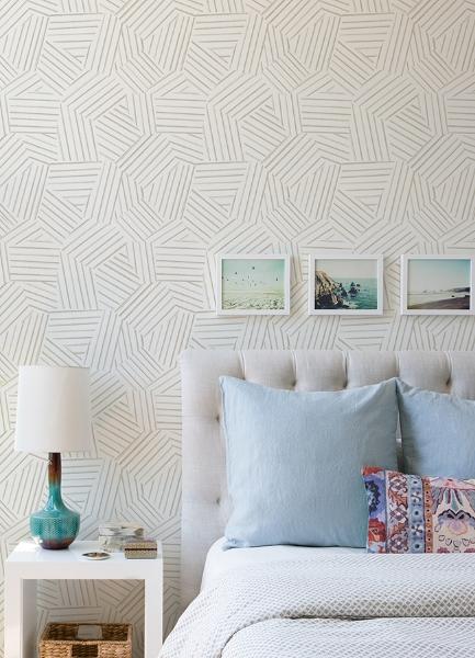 A Street Prints Helene Taupe Geometric Lines Wallpaper