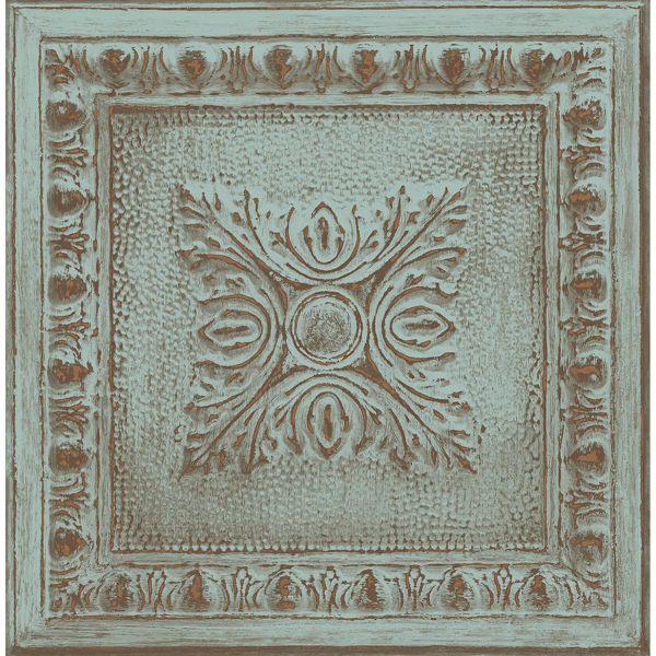 a street prints Hillman Turquoise Ornamental Tin Tile Wallpaper