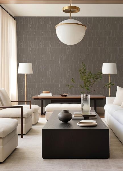 A Street Prints Huntington Chocolate Geometric Stripe Wallpaper